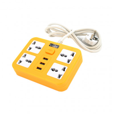 Мережевий фільтр живлення Voltronic TВ-Т15, 4роз, 3*USB Yellow (ТВ-Т15-Yellow)