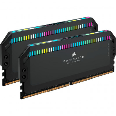 Модуль пам'яті для комп'ютера DDR5 32GB (2x16GB) 6000 MHz Dominator Platinum RGB Black Corsair (CMT32GX5M2B6000C30)