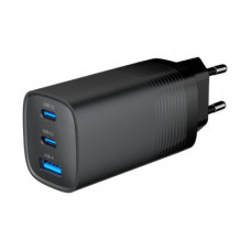 Зарядний пристрій Gembird USB-A + 2xType-C (PD18W + QC3.0 27W) black (TA-UC-PDQC65-01-BK)