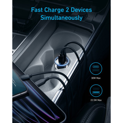Зарядний пристрій Anker PowerDrive 323 30W PD + 22.5W USB-A Black (A2735G11)