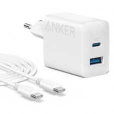 Зарядний пристрій Anker PowerPort 312 - 20W USB-C USB-A + USB-C cable White (B2348G21)