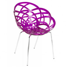 Кухонний стілець PAPATYA flora ml сидіння прозоро-пурпурове, колір 28, хромовані ніжк (2960)