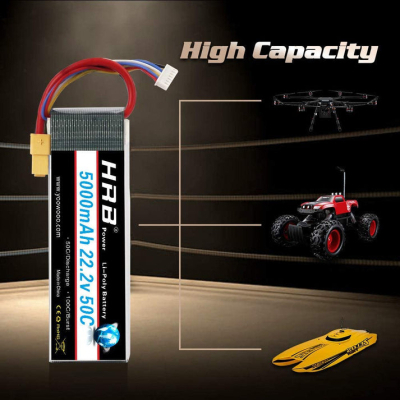 Акумулятор для FPV-дрона HRB_ Lipo 6s 22.2V 5000mAh 50C Battery (Weight 650-700g) (HR-5000MAH-6S-50C-XT60)