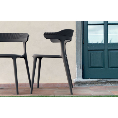 Кухонний стілець PAPATYA luna stripe, чорне сидіння, чорний верх (2337)