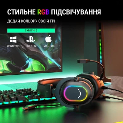 Навушники Fifine H6 RGB 7.1 Black (H6)