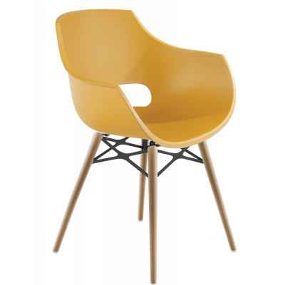 Кухонний стілець PAPATYA OPAL-WOX, сидіння матове жовте, ніжки натуральний (2841)