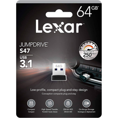 USB флеш накопичувач Lexar 64GB S47 USB 2.0 (LJDS47-64GABBK)