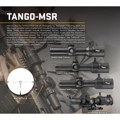 Оптичний приціл Sig Sauer Tango MSR 1-8x24mm, 30mm, SFP, Сітка MSR BDC8 з підсвічуванням (SOTM81000)