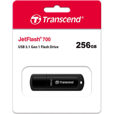 USB флеш накопичувач Transcend 256GB JetFlash 700 Black USB 3.1 (TS256GJF700)