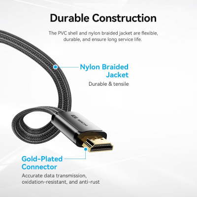 Кабель мультимедійний HDMI to HDMI 2.0m V2.1 8K 60Hz flat Vention (ALKBH)