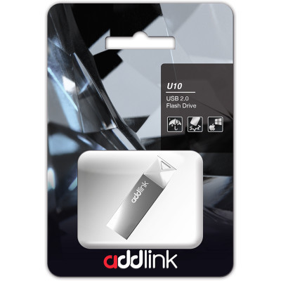 USB флеш накопичувач AddLink 64GB U10 Gray USB 2.0 (ad64GBU10G2)