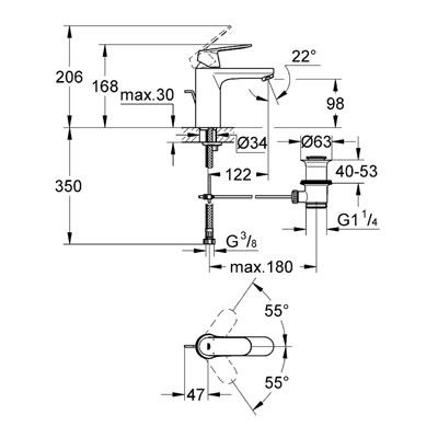 Змішувач Grohe Eurosmart Cosmopolitan basin M (23325000)