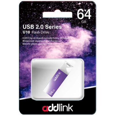 USB флеш накопичувач AddLink 64GB U10 Violet USB 2.0 (ad64GBU10V2)