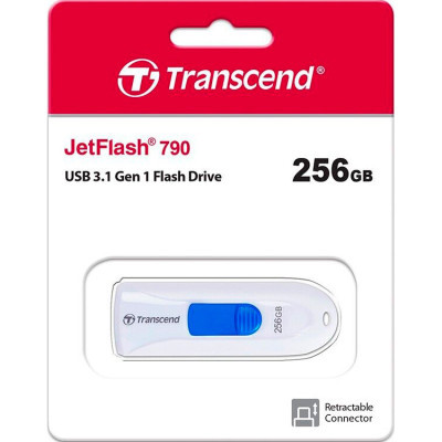 USB флеш накопичувач Transcend 256GB JetFlash 790 White USB 3.1 (TS256GJF790W)