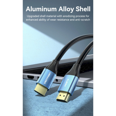 Кабель мультимедійний HDMI to HDMI 10.0m V2.0 4K 60Hz Aluminum Alloy Blue Vention (ALHSL)