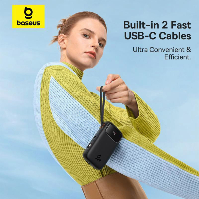 Батарея універсальна Baseus QPow2 20000mAh 30W, with 2*Type-C Cable, Black (P10055009113-00)