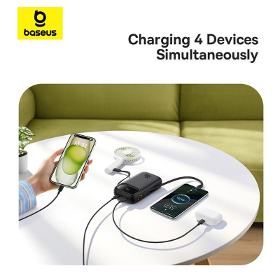 Батарея універсальна Baseus QPow2 20000mAh 30W, with 2*Type-C Cable, Black (P10055009113-00)