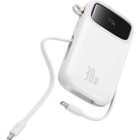 Батарея універсальна Baseus QPow2 20000mAh 30W, with 2*Type-C Cable, White (P10055009213-00)