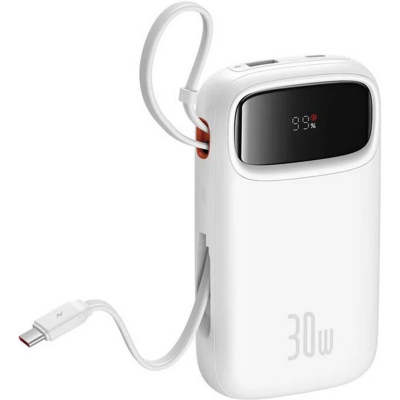 Батарея універсальна Baseus QPow2 20000mAh 30W, with 2*Type-C Cable, White (P10055009213-00)
