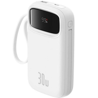 Батарея універсальна Baseus QPow2 20000mAh 30W, with 2*Type-C Cable, White (P10055009213-00)