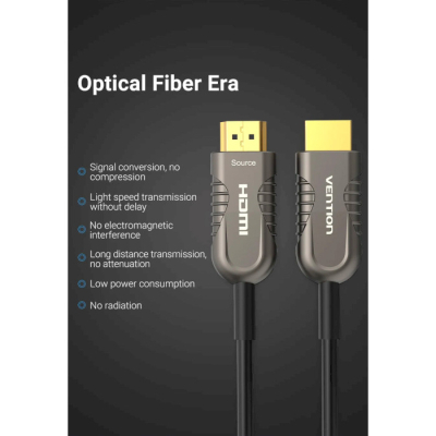 Кабель мультимедійний HDMI to HDMI 60.0m V2.1 Optical 8K 60Hz 48Gbps Dolby 7.1 TPE Black Metal Type Vention (AAZBAE)