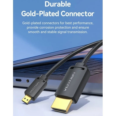 Кабель мультимедійний HDMI to Micro HDMI 3.0m V2.0 4K 60Hz 18Gbps HDR Dolby Vention (AGHBI)