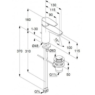 Змішувач KLUDI 342900575 PureSolid 100