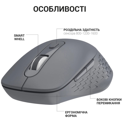 Мишка OfficePro M230G Silent Click Wireless/Bluetooth Gray (M230G)