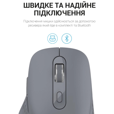 Мишка OfficePro M230G Silent Click Wireless/Bluetooth Gray (M230G)