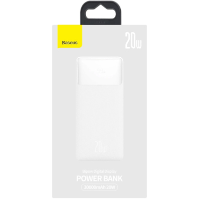 Батарея універсальна Baseus Bipow Overseas 30000mAh 20W, White (PPBD050402)