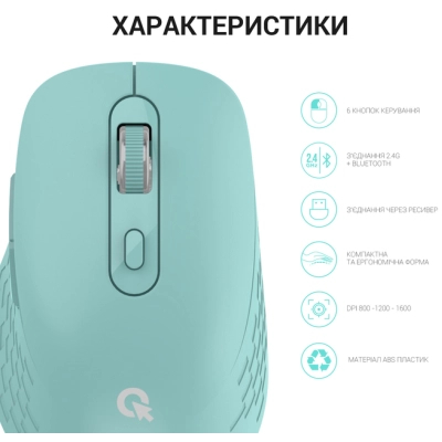 Мишка OfficePro M230M Silent Click Wireless/Bluetooth Mint (M230M)