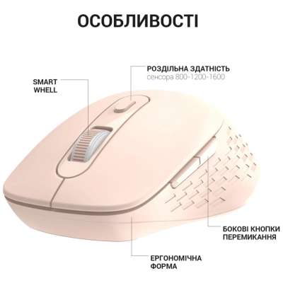 Мишка OfficePro M230P Silent Click Wireless/Bluetooth Pink (M230P)