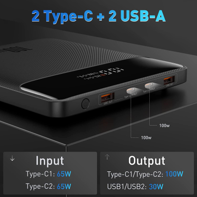 Батарея універсальна Baseus Blade Digital Display 20000mAh PD/100W, Black (PPDGL-01, PPBLD100-S) (PPBL000201)