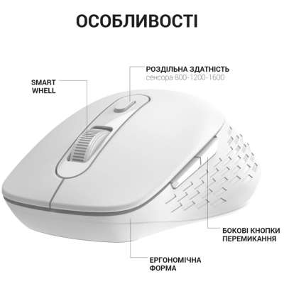 Мишка OfficePro M230W Silent Click Wireless/Bluetooth White (M230W)