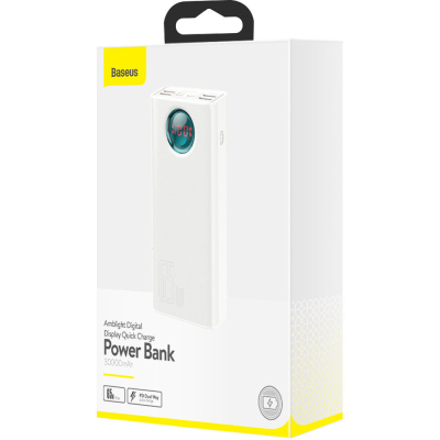 Батарея універсальна Baseus Amblight Digital Quick 30000mAh 65W, White (PPLG000102)