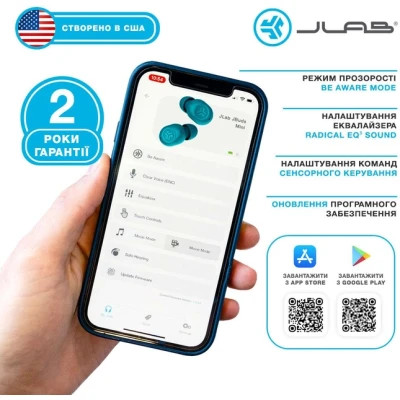 Навушники Jlab JBuds Mini Aqua Teal (IEUEBJBMINIRAQUA124)