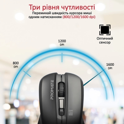 Мишка Promate Contour Wireless Black (contour.black)