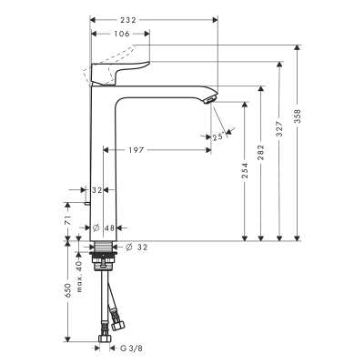 Змішувач Hansgrohe 31082000 Metris Highriser 260