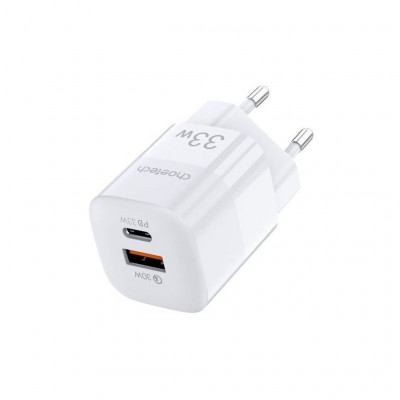 Зарядний пристрій Choetech GaN USB-A/USB-C 33W QC3.0/PD/PPS (PD5006-EU-WH)