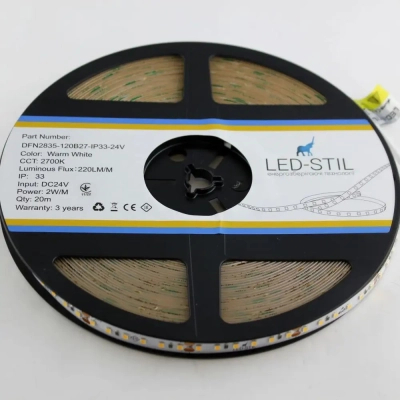 Світлодіодна стрічка LED-STIL 2700K 2 Вт/м 2835 120 діодів IP33 24 Вольта 220 lm (DFN2835-120B27-2w-IP33-24V)