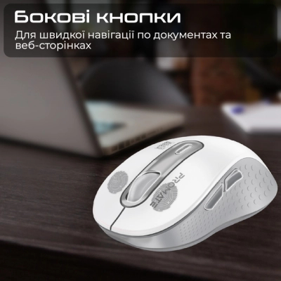 Мишка Promate Ken Wireless/Bluetooth White (ken.white)