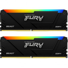 Модуль пам'яті для комп'ютера DDR4 32GB (2x16GB) 3200 MHz FURY Beast RGB Kingston Fury (ex.HyperX) (KF432C16BB2AK2/32)