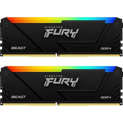 Модуль пам'яті для комп'ютера DDR4 32GB (2x16GB) 3200 MHz FURY Beast RGB Kingston Fury (ex.HyperX) (KF432C16BB2AK2/32)