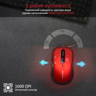 Мишка Promate Slider Wireless Red (slider.red)