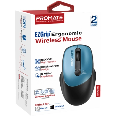 Мишка Promate UniGlide Wireless Blue (uniglide.blue)