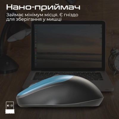 Мишка Promate UniGlide Wireless Blue (uniglide.blue)