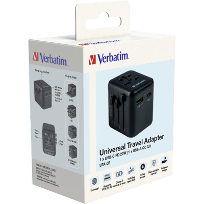 Зарядний пристрій Verbatim UTA-02 PD20W (USB-A /USB-C) (49544)