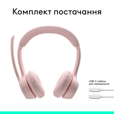 Навушники Logitech Zone 300 Bluetooth Rose (981-001412)