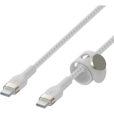 Дата кабель USB-C to USB-C 1.0m BRAIDED SILICONE white Belkin (CAB011BT1MWH)