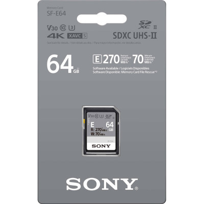 Карта пам'яті Sony 64GB SDXC class 10 UHS-II U3 V30 (SFE64A.ET4)